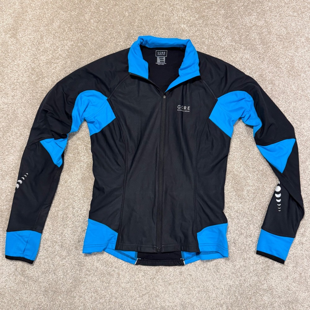 Gore‎ Running Wear Windstopper Jacket Womens M Blue Black Full Zip Reflective